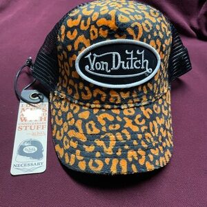 Von Dutch Orange Leopard Trucker Hat